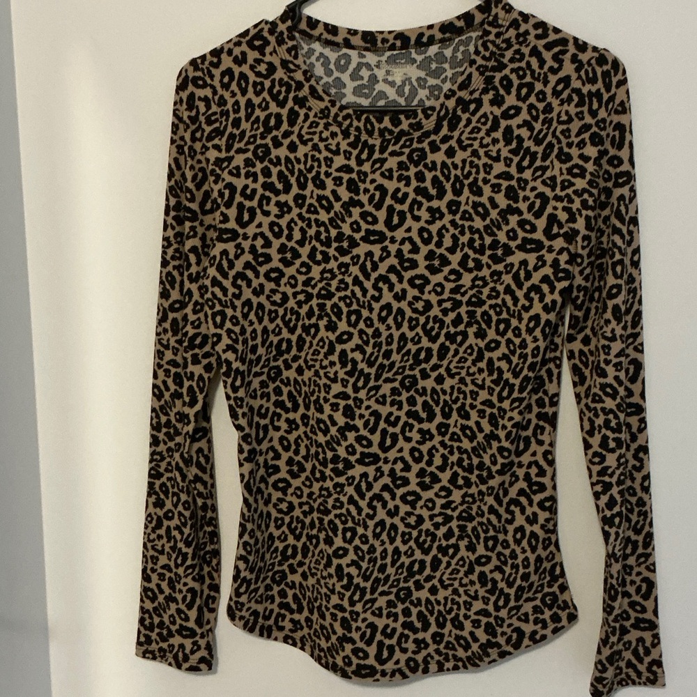 No Boundaries Ribbed Leopard Print Long Sleeve Top